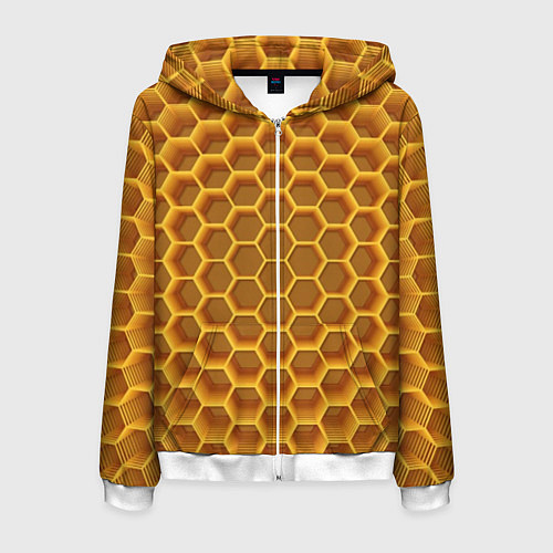 Мужская толстовка на молнии Volumetric honeycombs / 3D-Белый – фото 1