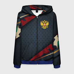 Мужская толстовка на молнии Герб России черно-красный камуфляж