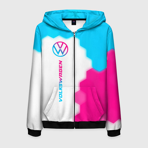 Мужская толстовка на молнии Volkswagen neon gradient style: по-вертикали / 3D-Черный – фото 1