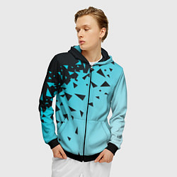 Толстовка 3D на молнии мужская Осколки Абстракции, цвет: 3D-черный — фото 2