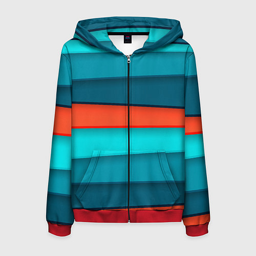 Мужская толстовка на молнии Геометрические непараллельные пластины / 3D-Красный – фото 1