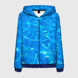 Толстовка 3D на молнии мужская Абстрактные волны бассейна - текстура, цвет: 3D-синий