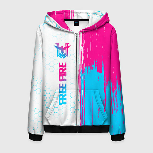 Мужская толстовка на молнии Free Fire neon gradient style: по-вертикали / 3D-Черный – фото 1