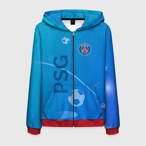 Мужская толстовка на молнии Psg абстракция спорт / 3D-Красный – фото 1