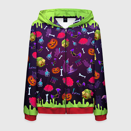 Мужская толстовка на молнии RIP halloween / 3D-Красный – фото 1