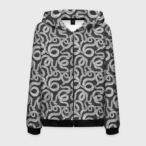 Мужская толстовка на молнии Змея с языком / 3D-Черный – фото 1