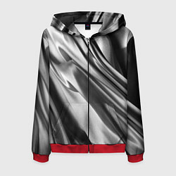 Толстовка 3D на молнии мужская Объёмный сатин - текстура, цвет: 3D-красный