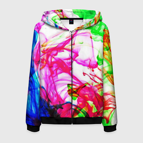 Мужская толстовка на молнии Неоновые краски в воде / 3D-Черный – фото 1