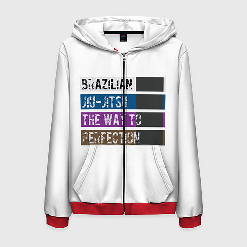 Мужская толстовка на молнии Jiu Jitsu Rank / 3D-Красный – фото 1