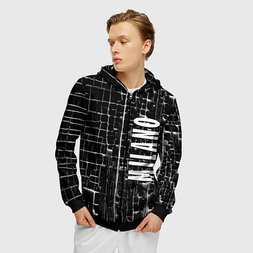 Мужская толстовка на молнии Milano - autumn - winter 2025 / 3D-Черный – фото 3