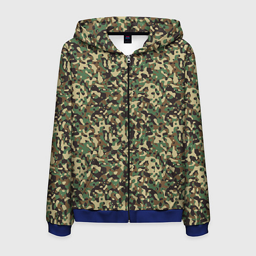 Мужская толстовка на молнии Камуфляж Woodland мелкий / 3D-Синий – фото 1