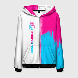 Мужская толстовка на молнии Real Madrid neon gradient style: по-вертикали