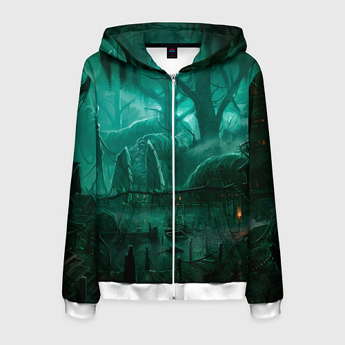 Мужская толстовка на молнии Причал у болота / 3D-Белый – фото 1