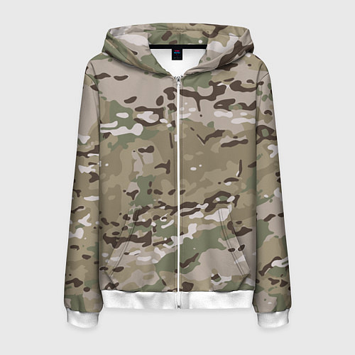 Мужская толстовка на молнии Камуфляж Multicam / 3D-Белый – фото 1