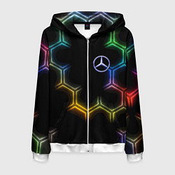 Мужская толстовка на молнии Mercedes - neon pattern