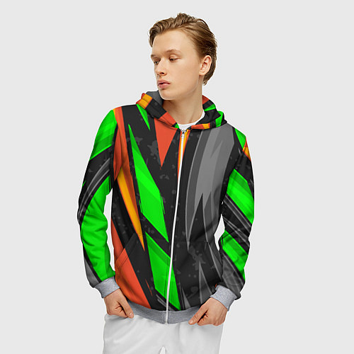 Мужская толстовка на молнии Абстракция / 3D-Меланж – фото 3