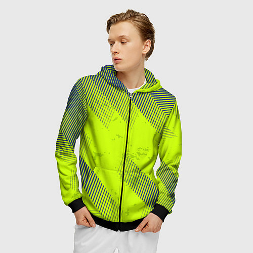 Мужская толстовка на молнии Green sport style / 3D-Черный – фото 3