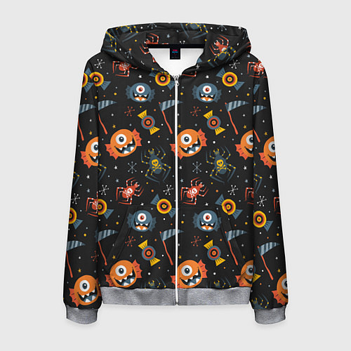 Мужская толстовка на молнии HALLOWEEN ХЭЛЛУИН / 3D-Меланж – фото 1