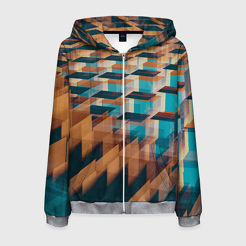 Мужская толстовка на молнии Абстрактное множество поверхностей разных цветов / 3D-Меланж – фото 1