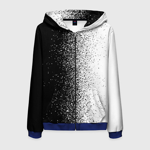 Мужская толстовка на молнии Брызги красок - Черно-белый / 3D-Синий – фото 1