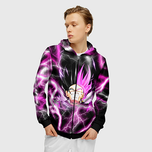 Мужская толстовка на молнии Драгон Бол Гоку Блек Dragon Ball / 3D-Черный – фото 3