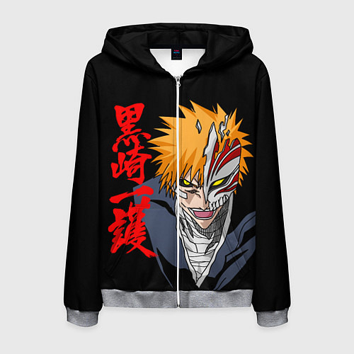 Мужская толстовка на молнии Ичиго Куросаки - облик пустого / 3D-Меланж – фото 1