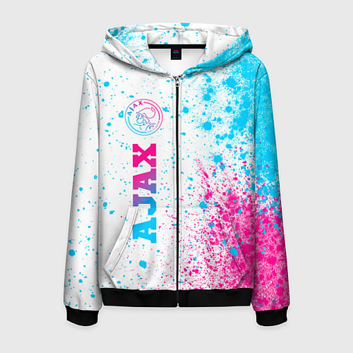 Мужская толстовка на молнии Ajax neon gradient style: по-вертикали / 3D-Черный – фото 1