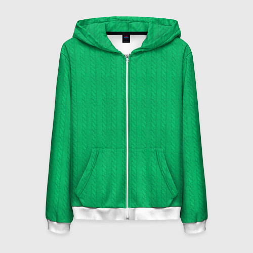 Мужская толстовка на молнии Зеленый вязаный свитер / 3D-Белый – фото 1