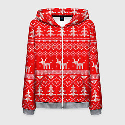 Мужская толстовка на молнии Рождественский красный свитер с оленями