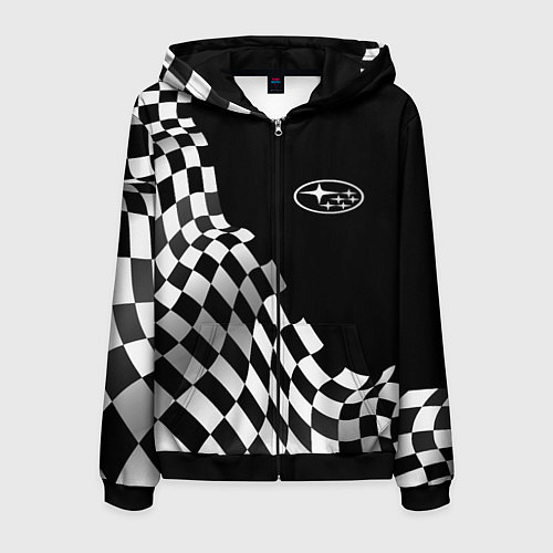 Мужская толстовка на молнии Subaru racing flag / 3D-Черный – фото 1