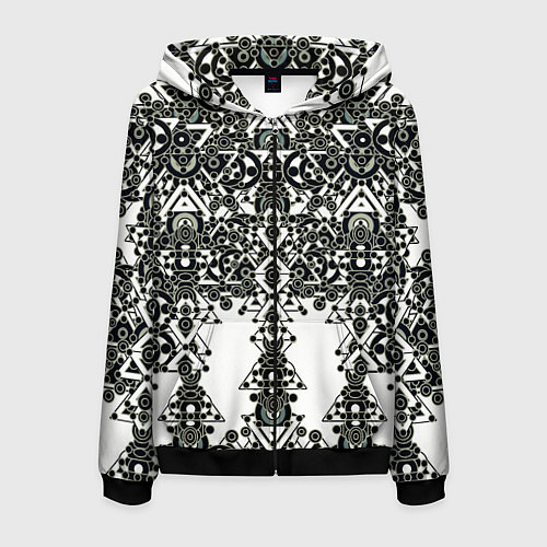 Мужская толстовка на молнии Треугольный шум / 3D-Черный – фото 1