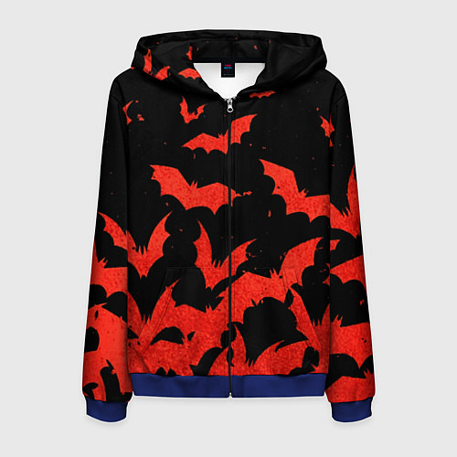 Мужская толстовка на молнии Летучие мыши красные / 3D-Синий – фото 1