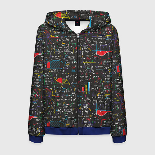 Мужская толстовка на молнии Шпаргалка по математике с формулами / 3D-Синий – фото 1
