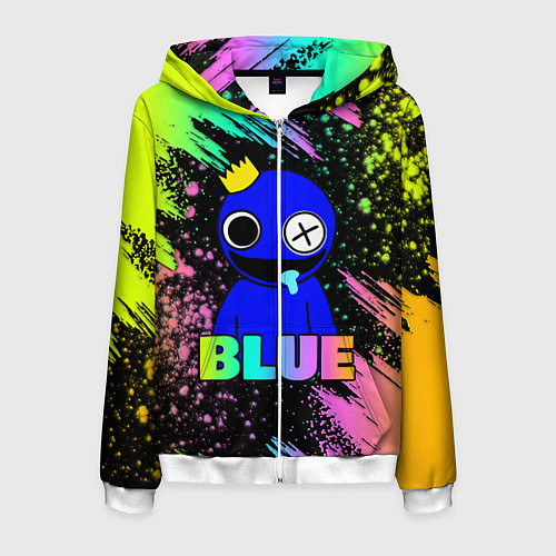 Мужская толстовка на молнии Rainbow Friends - Blue / 3D-Белый – фото 1