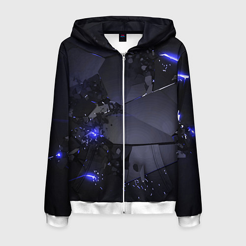 Мужская толстовка на молнии Неоновые плиты, взрыв / 3D-Белый – фото 1