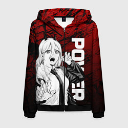 Толстовка 3D на молнии мужская Пауэр : Человек-бензопила, цвет: 3D-черный