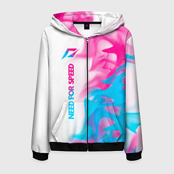 Мужская толстовка на молнии Need for Speed neon gradient style: по-вертикали