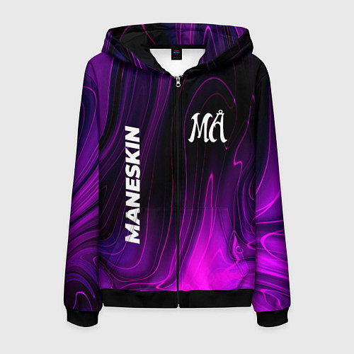 Мужская толстовка на молнии Maneskin violet plasma / 3D-Черный – фото 1