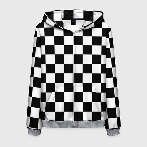 Мужская толстовка на молнии Шахматные клетки - текстура / 3D-Меланж – фото 1