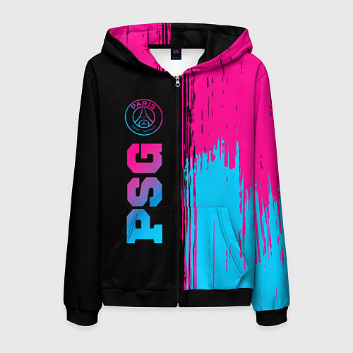 Мужская толстовка на молнии PSG - neon gradient: по-вертикали / 3D-Черный – фото 1