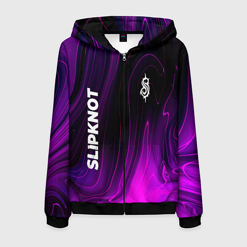 Мужская толстовка на молнии Slipknot violet plasma / 3D-Черный – фото 1