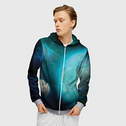 Толстовка 3D на молнии мужская Космос и планеты, цвет: 3D-меланж — фото 2