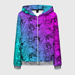 Толстовка 3D на молнии мужская Ахегао девушки градиент, цвет: 3D-меланж