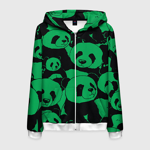 Мужская толстовка на молнии Panda green pattern / 3D-Белый – фото 1
