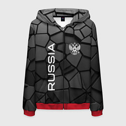 Толстовка 3D на молнии мужская Черная броня Россия, цвет: 3D-красный