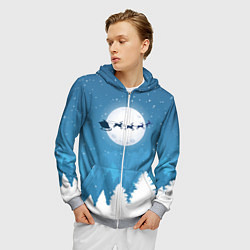 Толстовка 3D на молнии мужская Новогодняя сказка дед мороз, цвет: 3D-меланж — фото 2