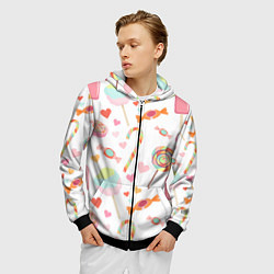 Толстовка 3D на молнии мужская Сладкий праздник, цвет: 3D-черный — фото 2