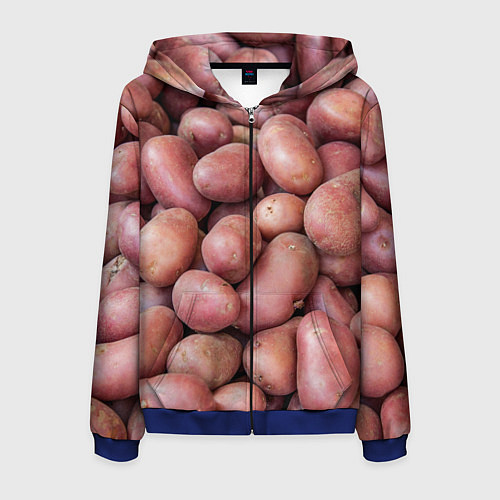 Мужская толстовка на молнии Картофельные клубни / 3D-Синий – фото 1