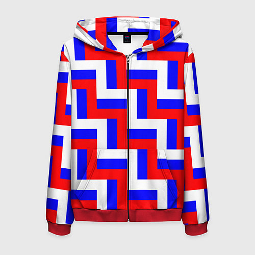 Мужская толстовка на молнии Плетение триколор / 3D-Красный – фото 1