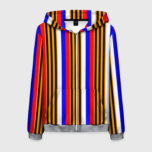 Мужская толстовка на молнии Полосы триколор георгиевская лента / 3D-Меланж – фото 1